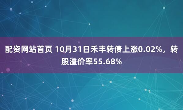 配资网站首页 10月31日禾丰转债上涨0.02%，转股溢价率55.68%